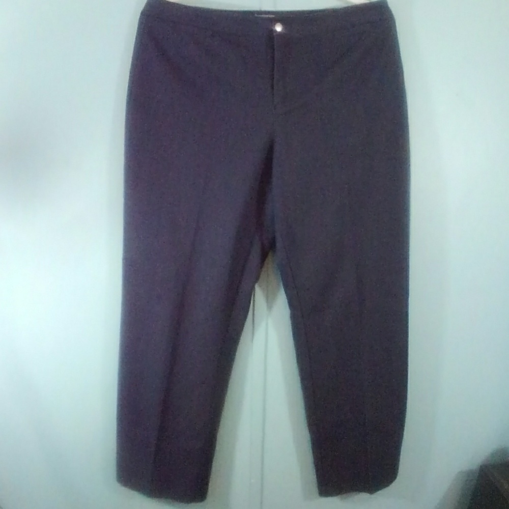 NY Collection Brushed Cotton Navy Slacks Size 14